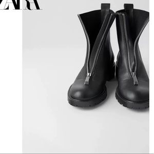 ‼️Sale‼️Zara Leather Ankle Boots with lug soles